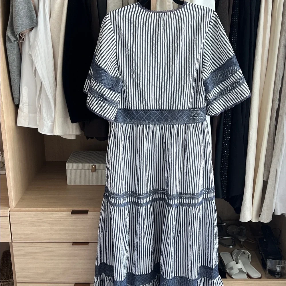 Jonathan Simkhai Navy and White Striped Maxi Dress Size M - Picture 8 of 9